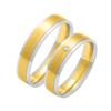 Obrączka ślubna damska: białe i żółte złoto 585, diament, satynowana, 5 mm