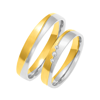 Obrączka ślubna damska: białe i żółte złoto 585, diamenty, satynowana, 4 mm