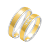 Obrączka ślubna męska: białe i żółte złoto 585, satynowana, półokrągła, 5 mm