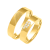 Obrączki ślubne para: złoto 585, diamenty, płaskie, 5 mm